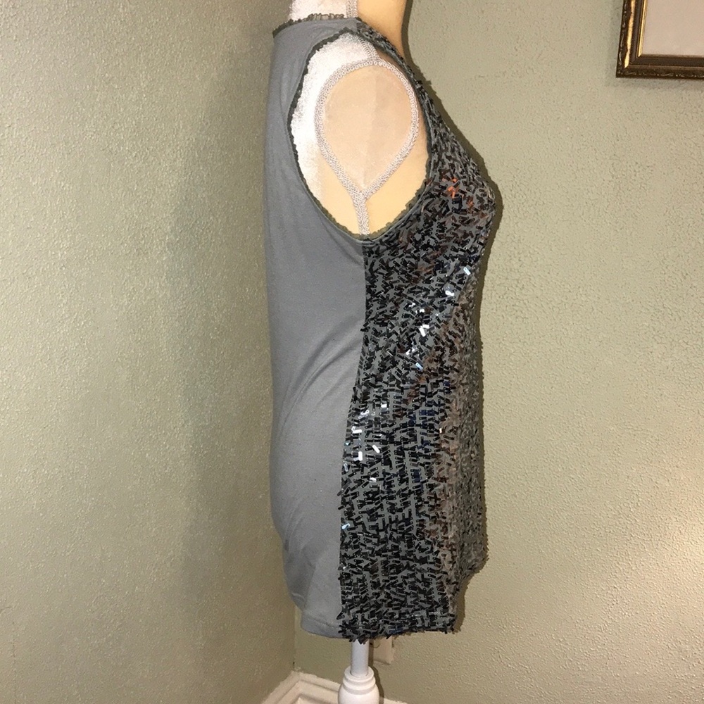 BKE Boutique Gray & Sage Sparkling Tank Large - Picture 3 of 7